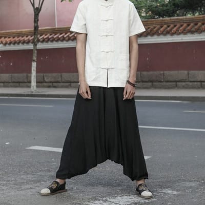 Férfi háremnadrág 2020 Men's Harem Pants Retro Drop Crotch Joggers Férfi háremnadrág 2020 Men's Harem Pants Retro Drop Crotch Joggers