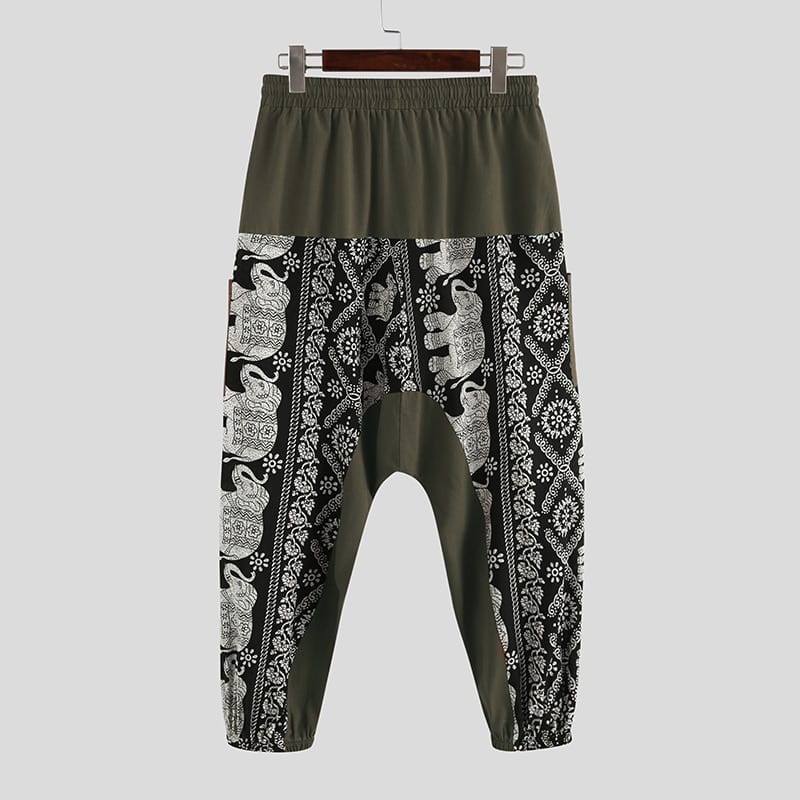 Férfi háremnadrág INCERUN Printed Men Harem Pants Vintage Cotton Férfi háremnadrág INCERUN Printed Men Harem Pants Vintage Cotton