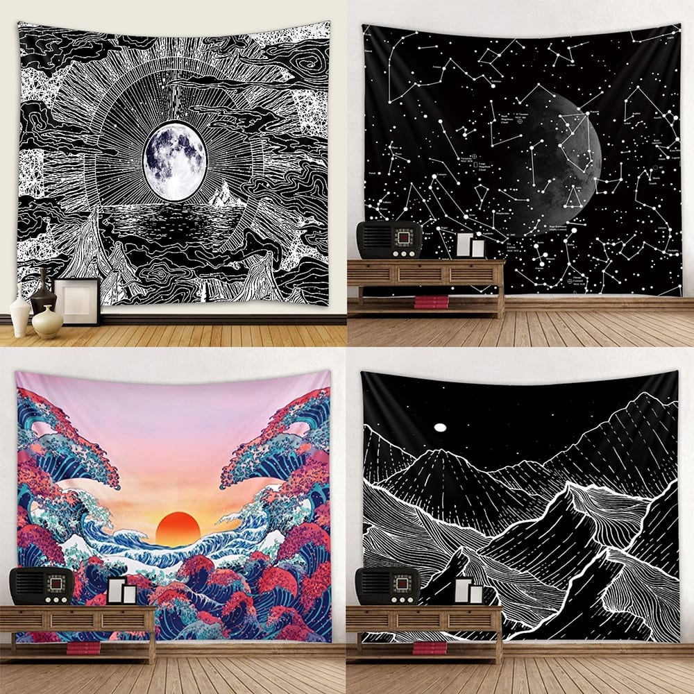 Hot Sale Black White Color Sun Moon Goddess Printed Tapestry Background Decorative Tapestry Various Sizes Hot Sale Black White Color Sun Moon Goddess Printed Tapestry Background Decorative Tapestry Various Sizes