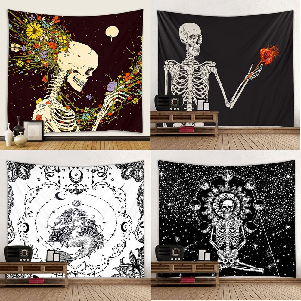 Hot Sale Black White Color Sun Moon Goddess Printed Tapestry Background Decorative Tapestry Various Sizes