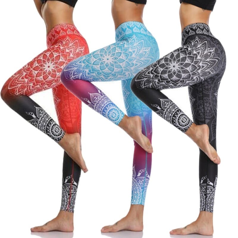 NADANBAO 2020 New High-Waist Mandala Leggings Gradient Color Workout Pants Chakra Fitness Leggin For Women Elastic Pants Plus