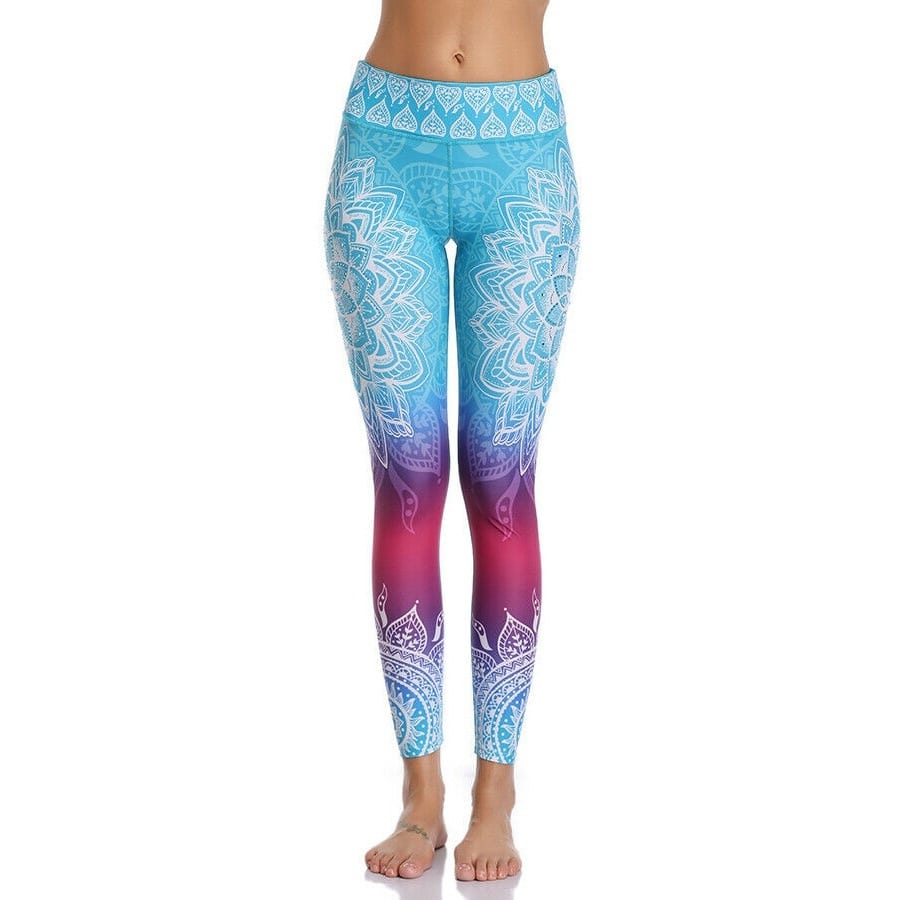 NADANBAO 2020 New High-Waist Mandala Leggings Gradient Color Workout Pants Chakra Fitness Leggin For Women Elastic Pants Plus
