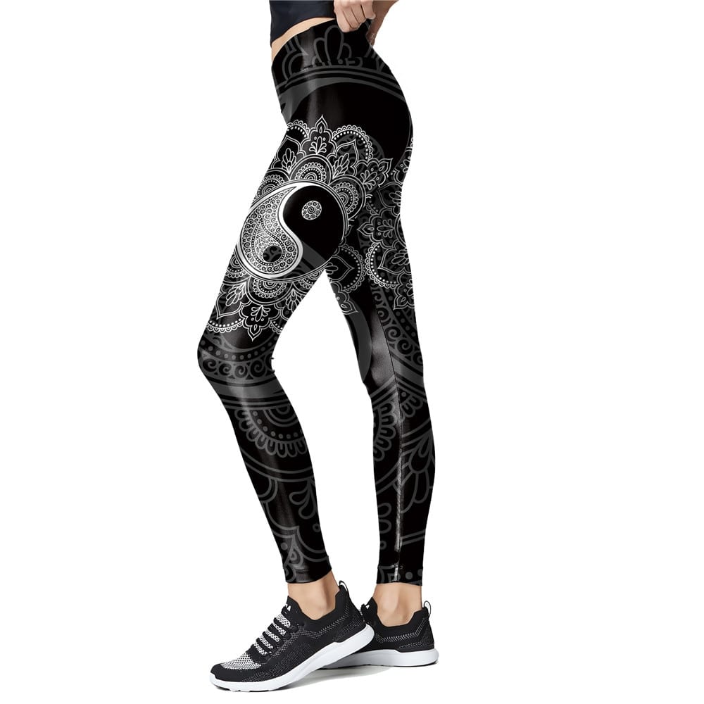 NADANBAO Mandala Yin And Yang Print Leggings High Waist Workout Pants For Women Slim Flower Leggins Outwear Legins