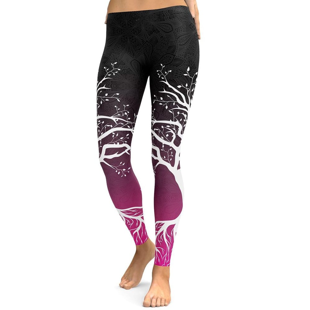 NADANBAO New Arrival Tree Digital Printed Leggings Women Hight Waist Plus Size Leggins Bodycon Block Color Fitness Pants