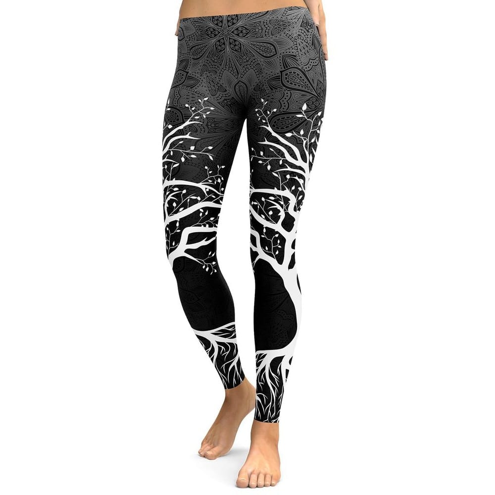 NADANBAO New Arrival Tree Digital Printed Leggings Women Hight Waist Plus Size Leggins Bodycon Block Color Fitness Pants