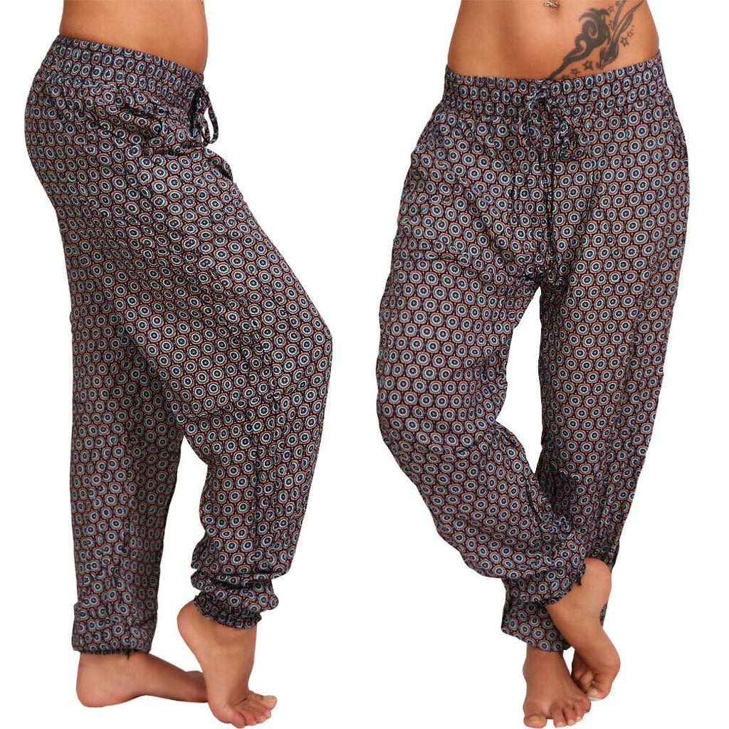 Summer Pants Women Casual Plus Size 5XL Strap Digital Print Elastic Waist Drawstring Loose Long брюки Fashion 8 Colors Trousers