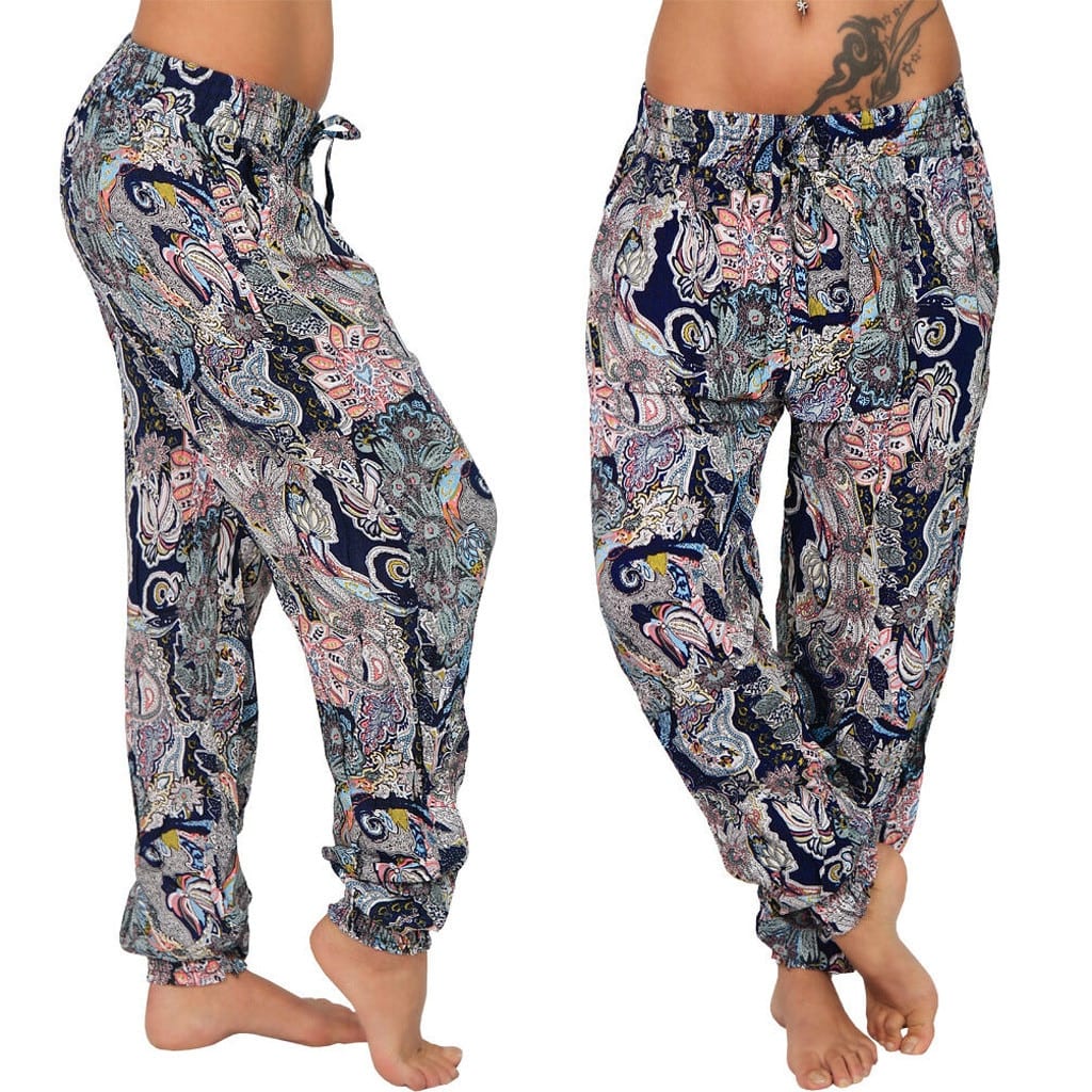 Summer Pants Women Casual Plus Size 5XL Strap Digital Print Elastic Waist Drawstring Loose Long брюки Fashion 8 Colors Trousers