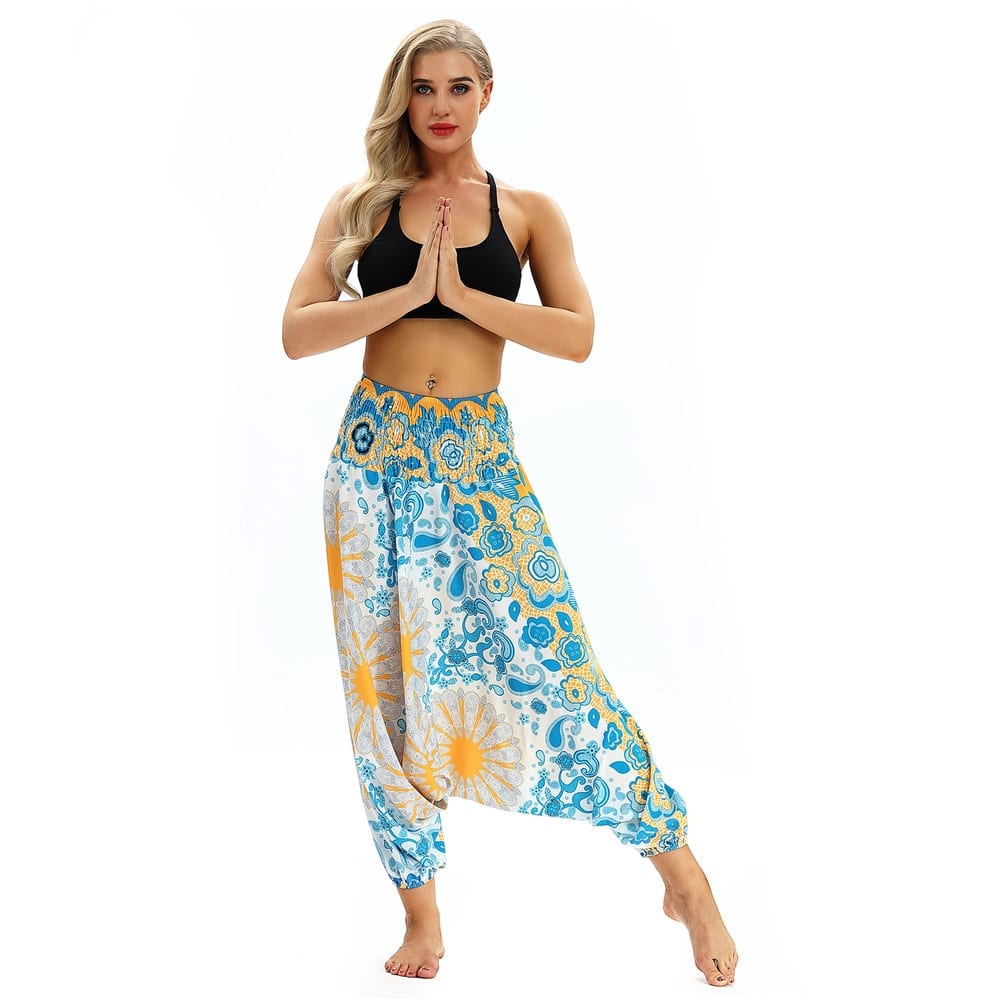 Ladies Women Beach Pants Trousers Boho Gypsy Hippie Sarouel Wide Leg Harem Peacock Feather Print Elastic Loose Pants Trousers Ladies Women Beach Pants Trousers Boho Gypsy Hippie Sarouel Wide Leg Harem Peacock Feather Print Elastic Loose Pants Trousers