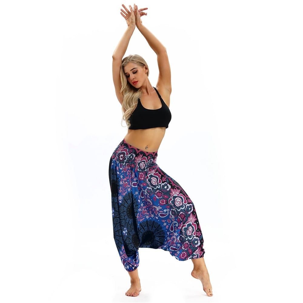 Ladies Women Beach Pants Trousers Boho Gypsy Hippie Sarouel Wide Leg Harem Peacock Feather Print Elastic Loose Pants Trousers Ladies Women Beach Pants Trousers Boho Gypsy Hippie Sarouel Wide Leg Harem Peacock Feather Print Elastic Loose Pants Trousers
