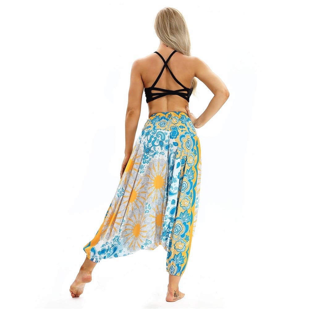 Ladies Women Beach Pants Trousers Boho Gypsy Hippie Sarouel Wide Leg Harem Peacock Feather Print Elastic Loose Pants Trousers Ladies Women Beach Pants Trousers Boho Gypsy Hippie Sarouel Wide Leg Harem Peacock Feather Print Elastic Loose Pants Trousers