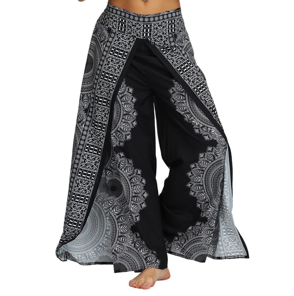 Women's Casual Pants Patchwork Comfortable Baggy Yoga Print Aladdin Harem Hippie Boho Colorful