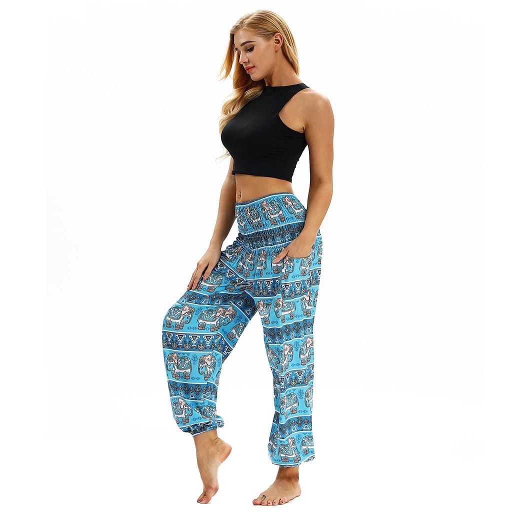 Fashion Bohemian Loose Pant Women Casual Print Travel Lounge Festival Beach High Waist Pant Штаны для йоги Droppship 10 Colors