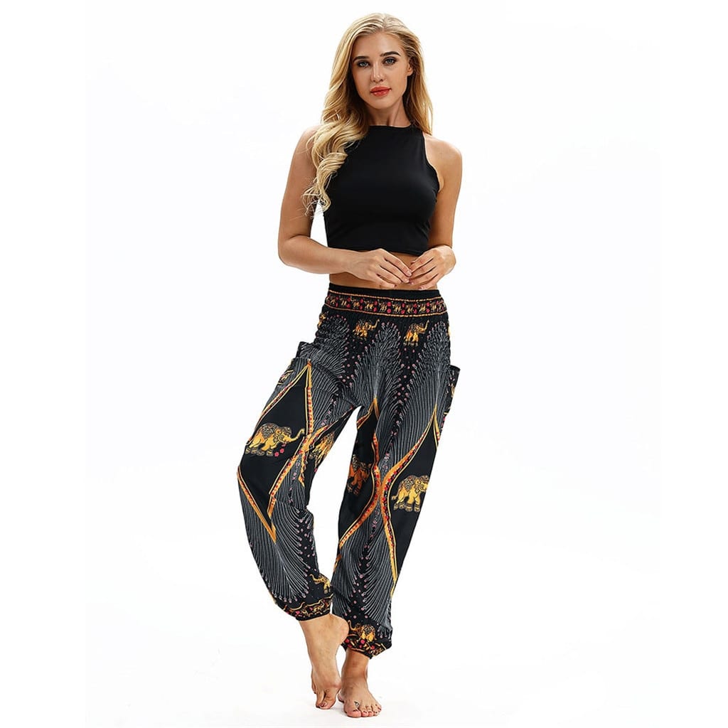 Fashion Bohemian Loose Pant Women Casual Print Travel Lounge Festival Beach High Waist Pant Штаны для йоги Droppship 10 Colors