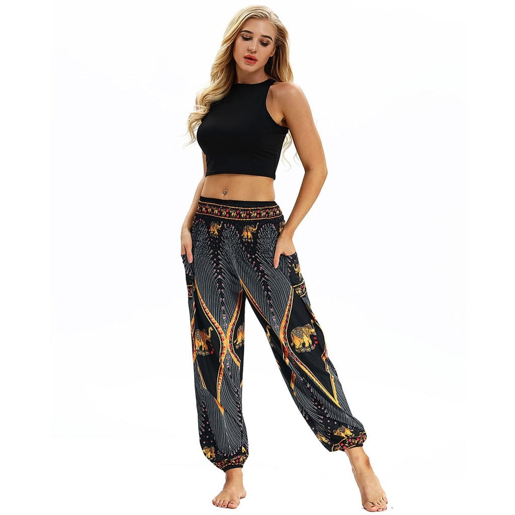 Fashion Bohemian Loose Pant Women Casual Print Travel Lounge Festival Beach High Waist Pant Штаны для йоги Droppship 10 Colors