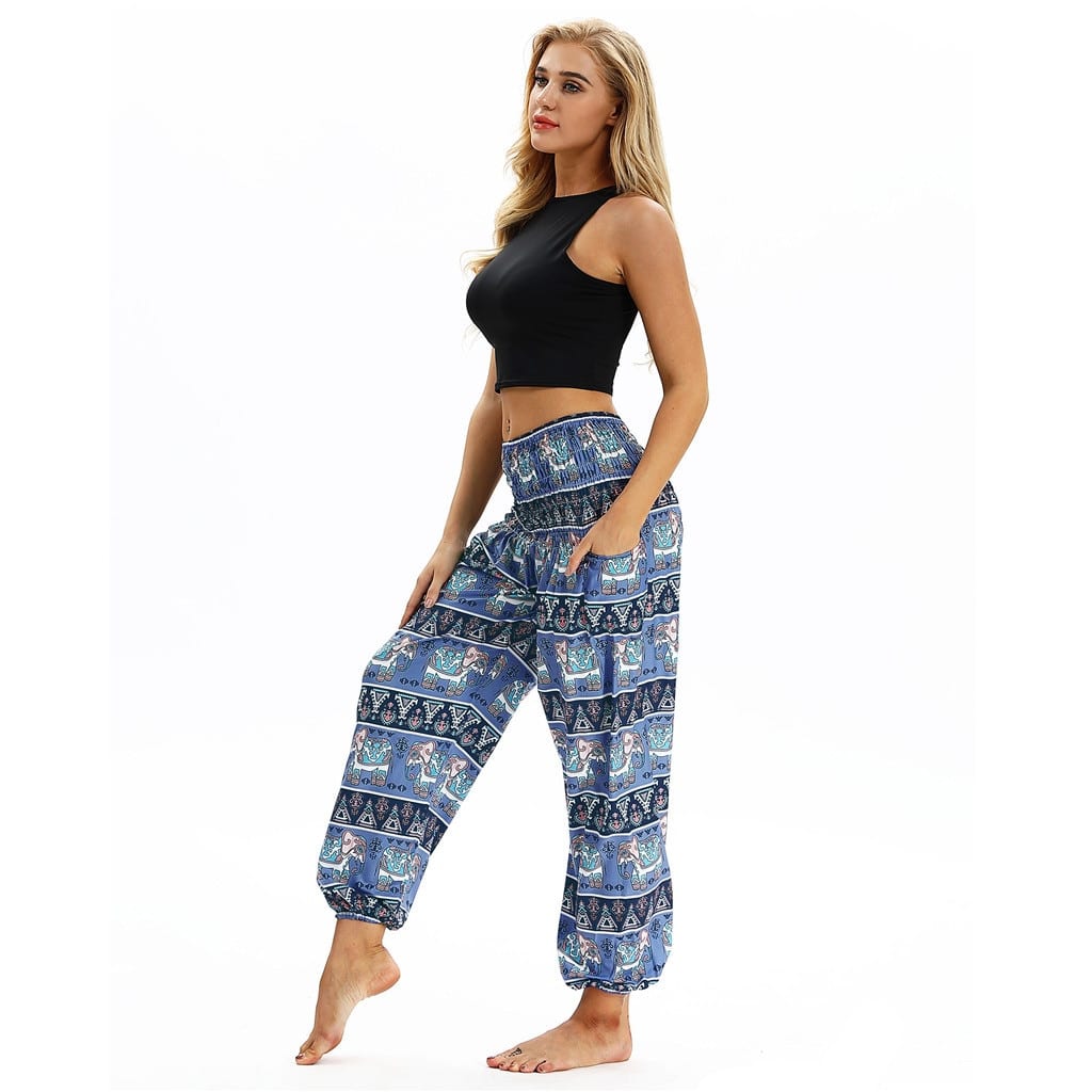 Fashion Bohemian Loose Pant Women Casual Print Travel Lounge Festival Beach High Waist Pant Штаны для йоги Droppship 10 Colors