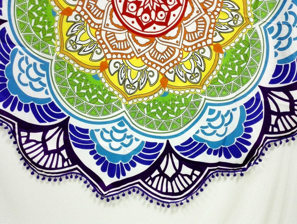 Yoga Mat Chakra Beach Towel Tassel Toalla Mandala Tapestry Sunblock Round Cover-Up Bath Towel Lotus Bohemian  150cm