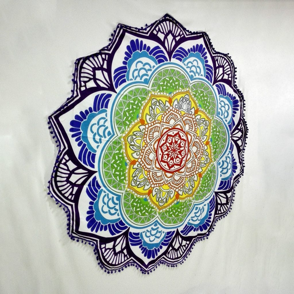Yoga Mat Chakra Beach Towel Tassel Toalla Mandala Tapestry Sunblock Round Cover-Up Bath Towel Lotus Bohemian  150cm