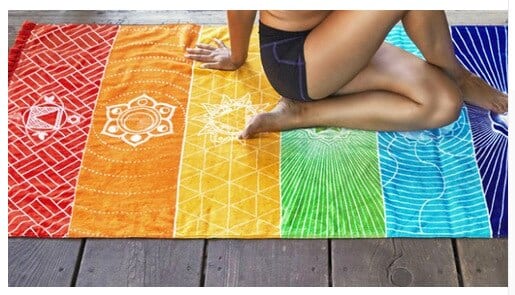 Rainbow Stripes Scarf Bohemia Wall Hanging India Mandala Blanket 7 Chakra Colored Tapestry Summer Boho Beach Towel Yoga Mat