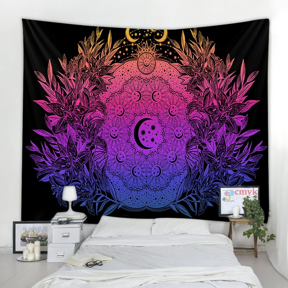 Astrology Tapestry Boho Wall Decor Indian Mandala Tapestry Hippie Wall Hanging Wandkleed Mandala Psychedelic Tapestry Wall