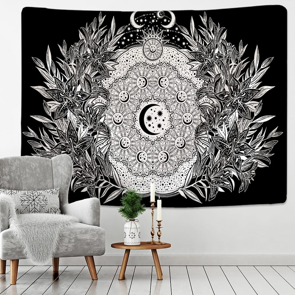 Astrology Tapestry Boho Wall Decor Indian Mandala Tapestry Hippie Wall Hanging Wandkleed Mandala Psychedelic Tapestry Wall
