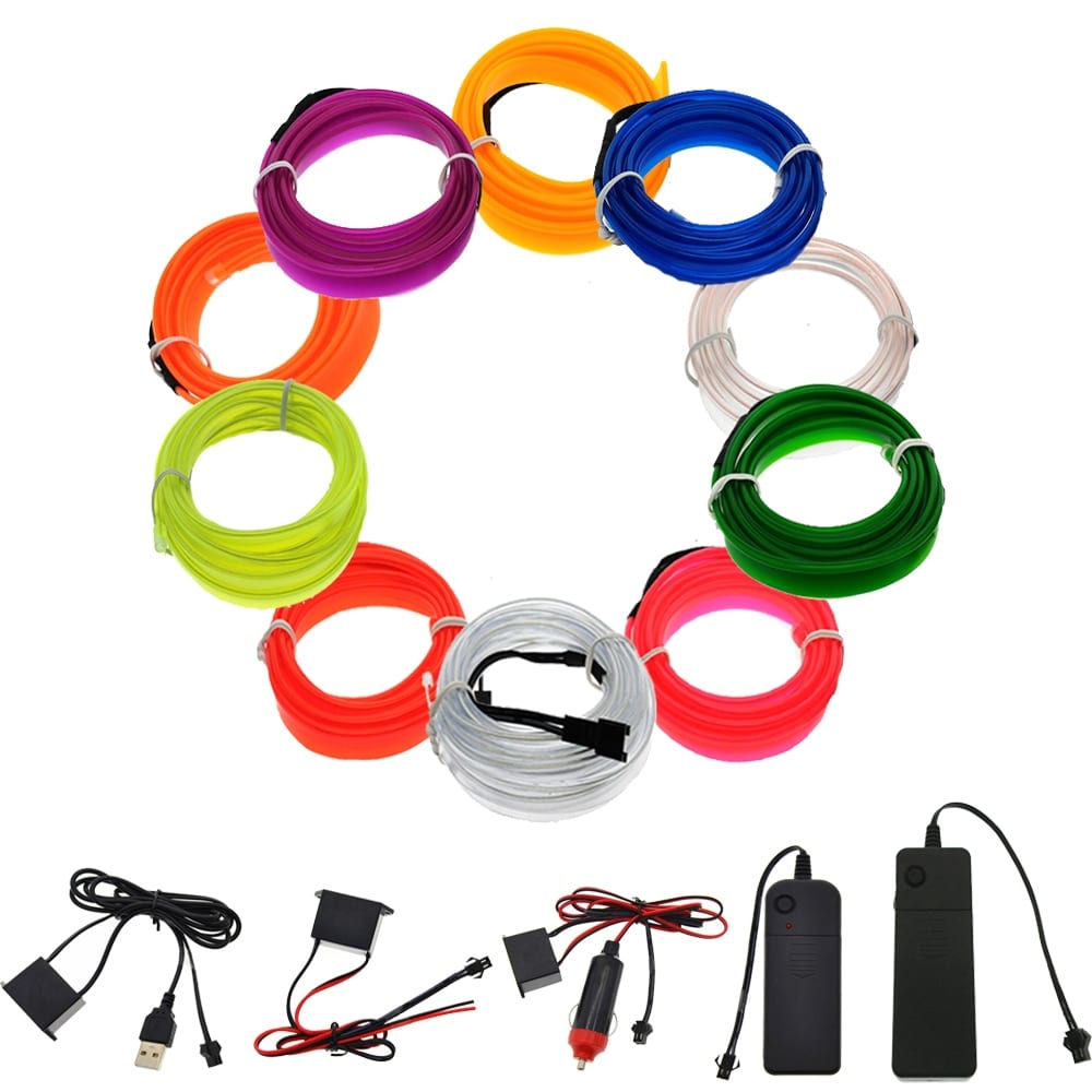 3V 5V 12V Neon Light Sewing Edge 6mm EL Wire LED Dance Party Decor Car Lights Neon LED lamp Flexible Rope Tube 2.3MM LED Strip