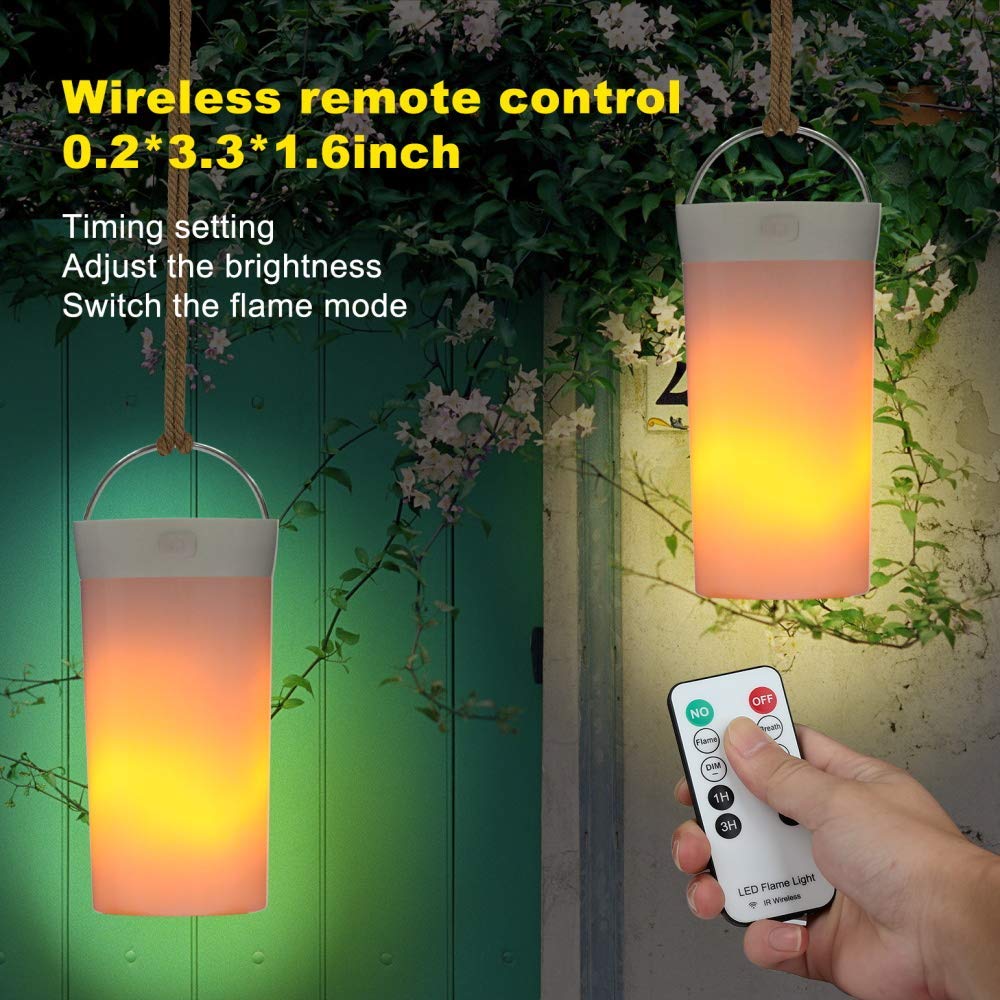 LED Flame Effect Light,   Flame Remote Table Lamp，USB Rechargeable Flickering Flame Lantern，4 Modes Waterproof
