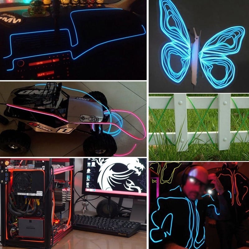 1M/2M/3M/5M/10M Neon Light Dance Party Decor Light Neon LED lamp Flexible EL Wire Rope Tube Waterproof LED Strip