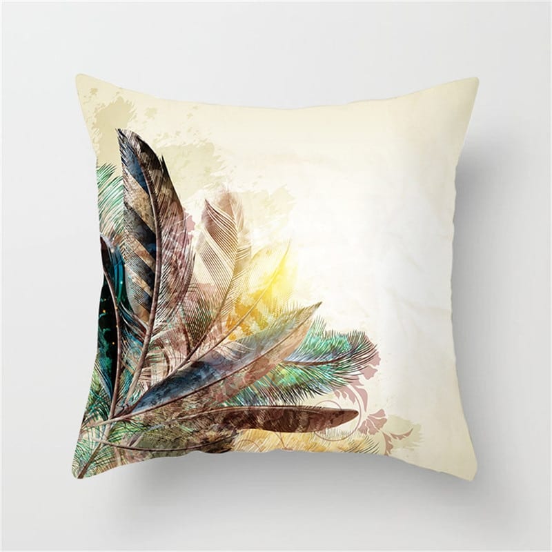 Fuwatacchi Peacock Feather Cushion Cover Beautiful Color Contrast Feather Pillowcase For Sofa Car Home Decor Pillow Case 45x45cm