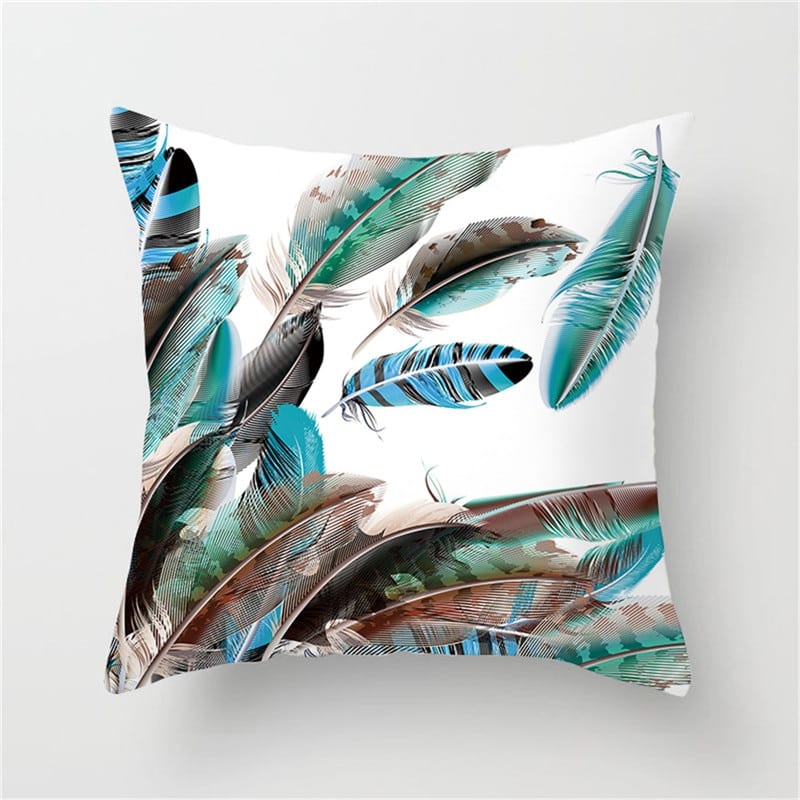 Fuwatacchi Peacock Feather Cushion Cover Beautiful Color Contrast Feather Pillowcase For Sofa Car Home Decor Pillow Case 45x45cm