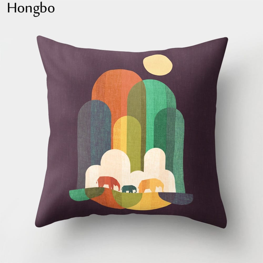 Kispárna huzat elefántos, mintás,  Hongbo 1 Pcs Colorful Elephant  Throw Pillow Cushion Cover Car Home Sofa Decorative Pillowcase Christmas Decorations