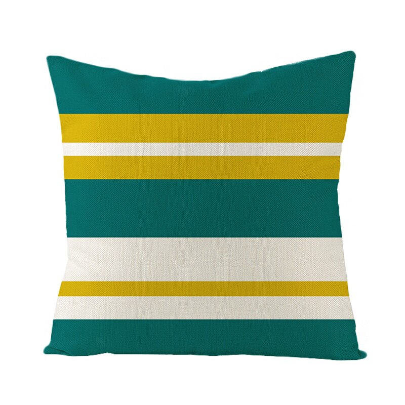 Mintás kispárna huzat Fuwatacchi Pure Linen Cushion Cover Green Yellow Geometric pattern Pillow Covers for Home Chair Sofa Decorative Pillowcase 45x45