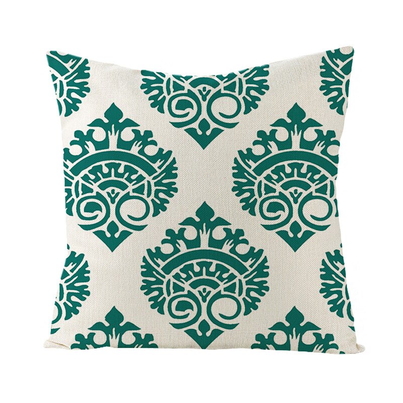 Mintás kispárna huzat Fuwatacchi Pure Linen Cushion Cover Green Yellow Geometric pattern Pillow Covers for Home Chair Sofa Decorative Pillowcase 45x45