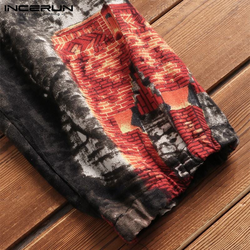 Férfi háremnadrág INCERUN 2020 Men Harem Pants Print Retro Drop Crotch Joggers Cotton Trousers Men Baggy Loose Nepal Style Men Casual Pants S-5XL