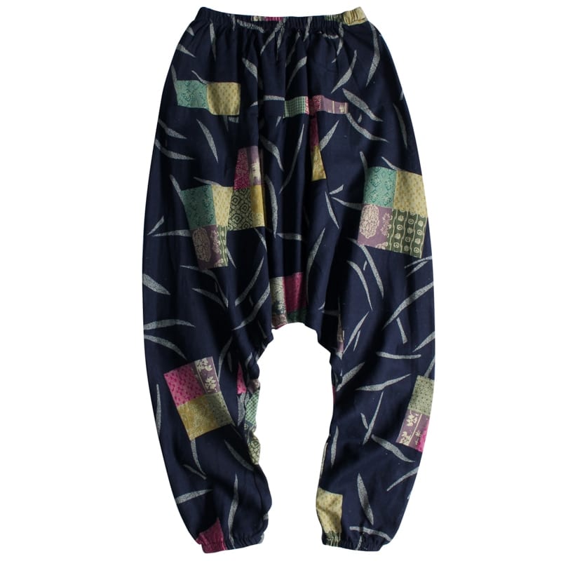 Férfi háremnadrág INCERUN 2020 Men Harem Pants Print Retro Drop Crotch Joggers Cotton Trousers Men Baggy Loose Nepal Style Men Casual Pants S-5XL