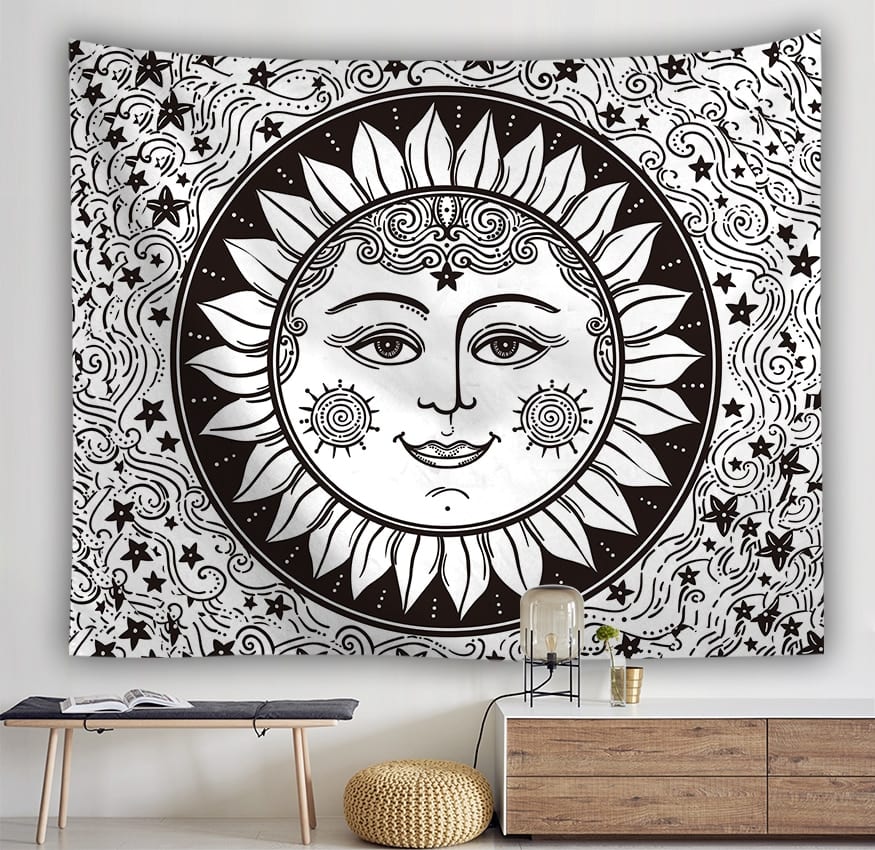 Faliszőnyeg Wall Hanging Tarot Tapestry The Moon The Star Tapestry Polyester Fabric Tapestries Blanket Bedspread Beach Towels Picnic Mat