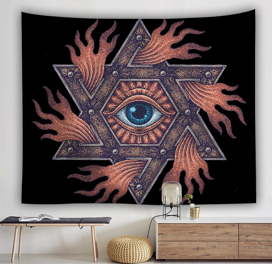 Faliszőnyeg Wall Hanging Tarot Tapestry The Moon The Star Tapestry Polyester Fabric Tapestries Blanket Bedspread Beach Towels Picnic Mat