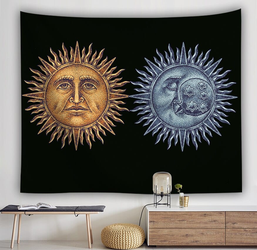 Faliszőnyeg Wall Hanging Tarot Tapestry The Moon The Star Tapestry Polyester Fabric Tapestries Blanket Bedspread Beach Towels Picnic Mat