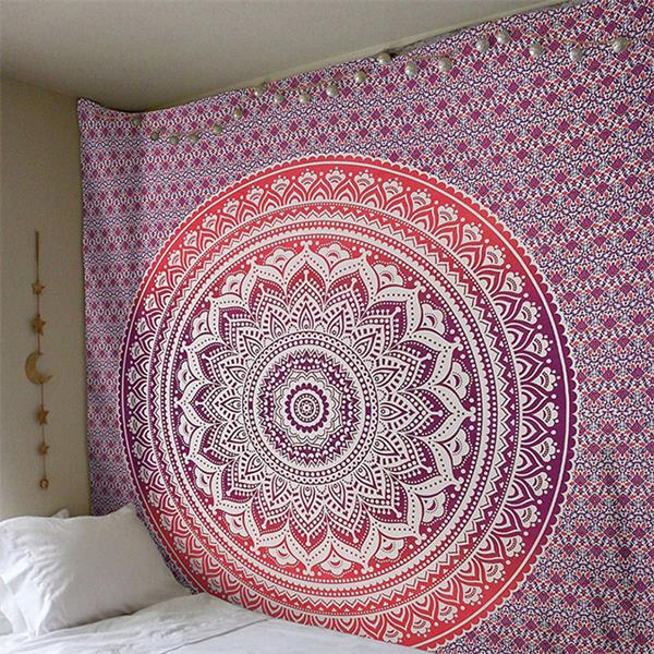 Faliszőnyeg Large Mandala Indian Tapestry Wall Hanging Bohemian Beach Mat Polyester Thin Blanket Yoga Shawl Mat 200x150cm Blanket