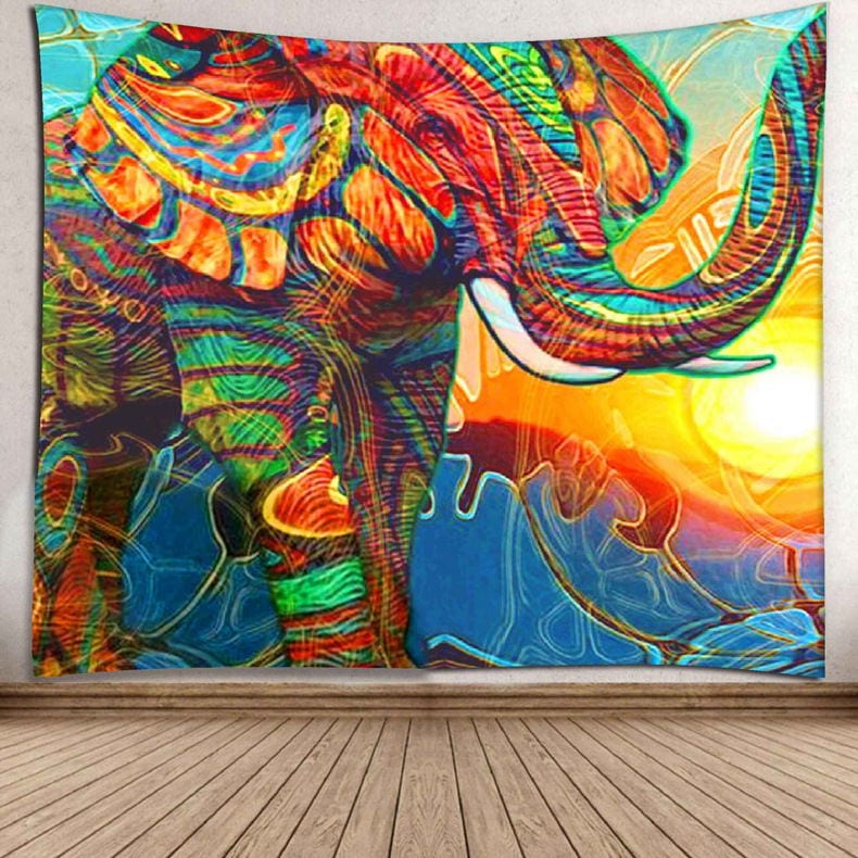 Elefántos faliszőnyeg Elephant Tapestry Mandala Indian Tapestry Wall Hanging Printed Decoration Beach Mat