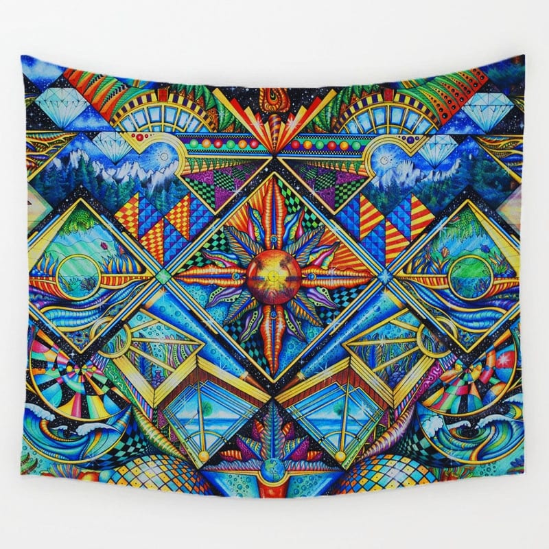 Geometrikus faliszőnyeg Geometric Irregular Hippie Mandala Pattern Tapestry abstract painting Art Wall Hanging Gobelin Livingroom Decor Crafts
