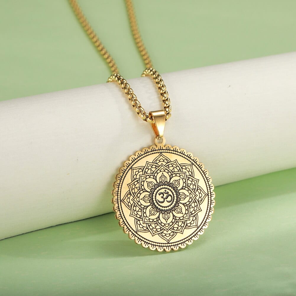 Medál, nyaklánc Dawapara Vintage Buddhism Mandala Yoga Pendant OM Necklace Religious Geometry Meditation Amulet Stainless Steel Jewelry