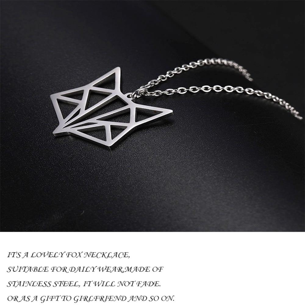 Rókás medál, nyaklánc Lemegeton Fox Animal Pendants Necklaces Geometry Stereo Origami necklace Stainless Steel Personality Jewelry