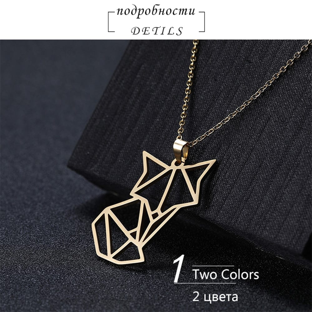 Rókás medál, nyaklánc Lemegeton Fox Animal Pendants Necklaces Geometry Stereo Origami necklace Stainless Steel Personality Jewelry