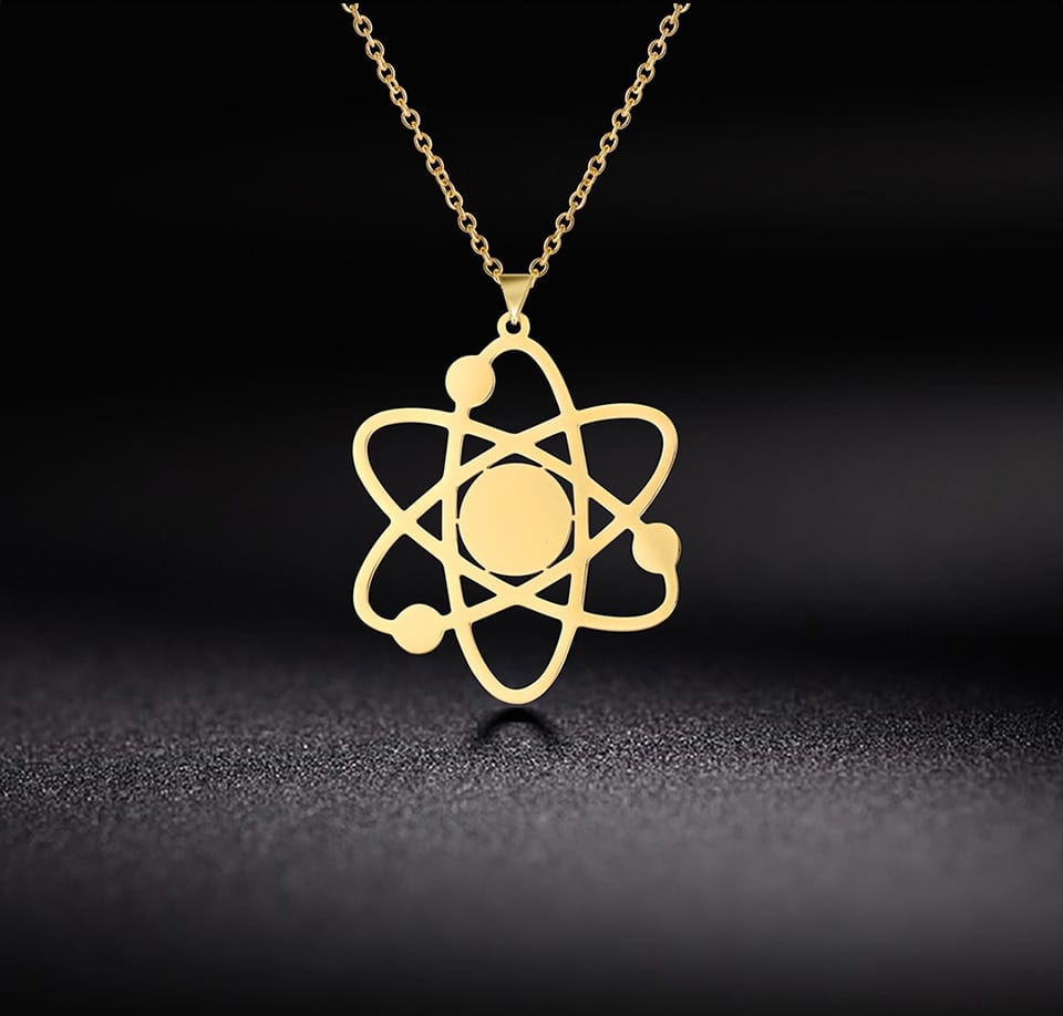 Atom medál, nyaklánc My shape Chemistry Atom Necklace 316L Stainless Steel Women Necklaces Gold Color Geometry Science Choker Pendant Jewelry Gift