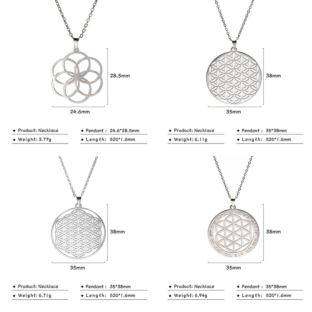 Medál, nyaklánc My Shape Flower of Life Stainless Steel Hollow Round Jewelry Pendant Necklace Choker Silvery Gold Color Women Necklace Gift