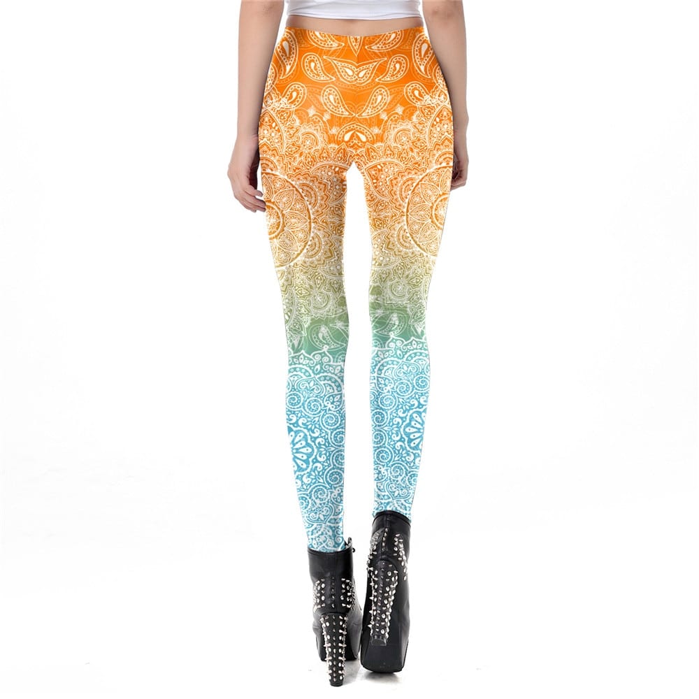 Női jóga nadrág NADANBAO Women Legins Mandala Ombre Blue Printing Workout Legging Fashion Casual High Waist Woman Leggings For Fitness