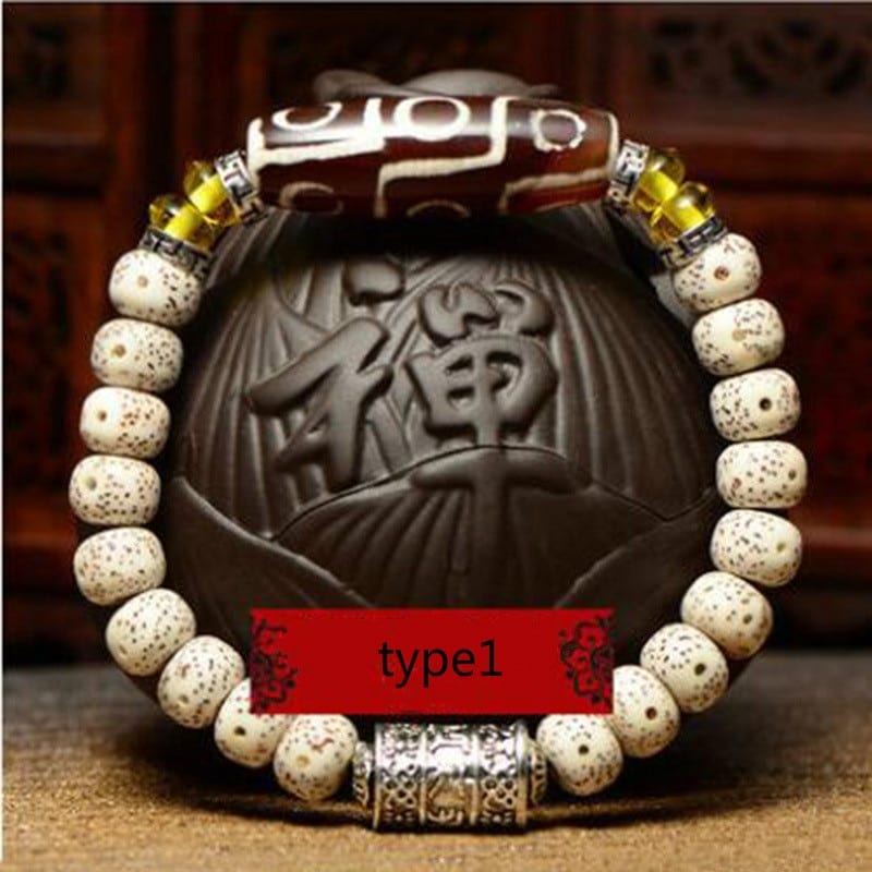 Karkötő Natural Xingyue Bodhi Seed Bracelet With Dzi 9 Eyes Tibetan Buddhism Mala Beads Bracelet Unisex Prayer Meditation OM Jewelry