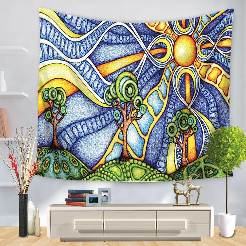Gombás Faliszőnyeg Hongbo Hippie Mandala Pattern Tapestry Abstract Painting Art Wall Hanging Blanket Livingroom Decor Crafts Multifunction Mat